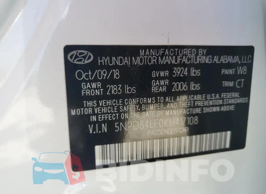 5NPD84LF0KH417108 Photo# 13