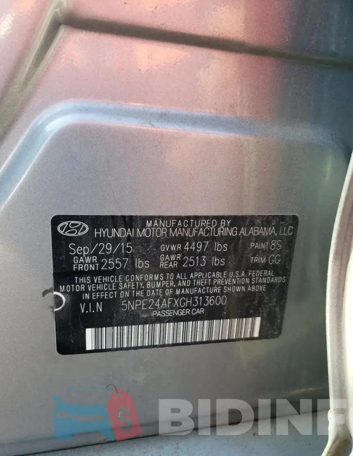 5NPE24AFXGH313600 Photo# 13