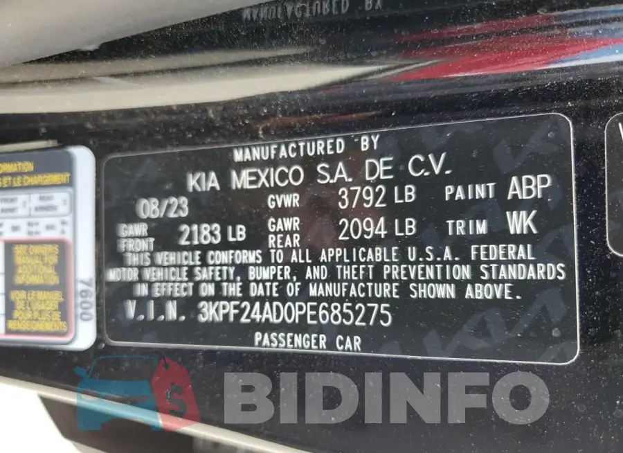3KPF24AD0PE685275 Photo# 13