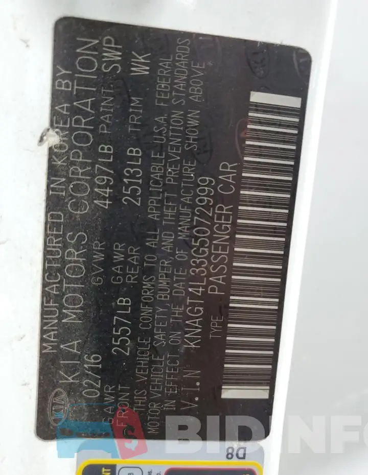 KNAGT4L33G5072999 Photo# 12