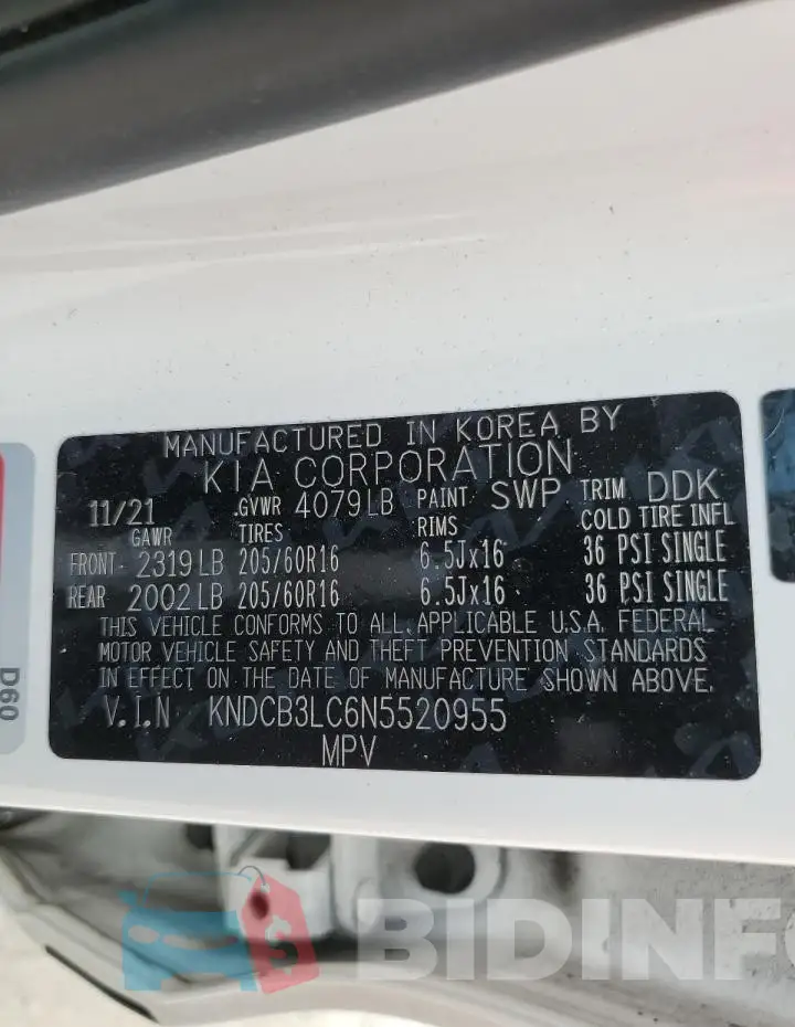 KNDCB3LC6N5520955 Photo# 12