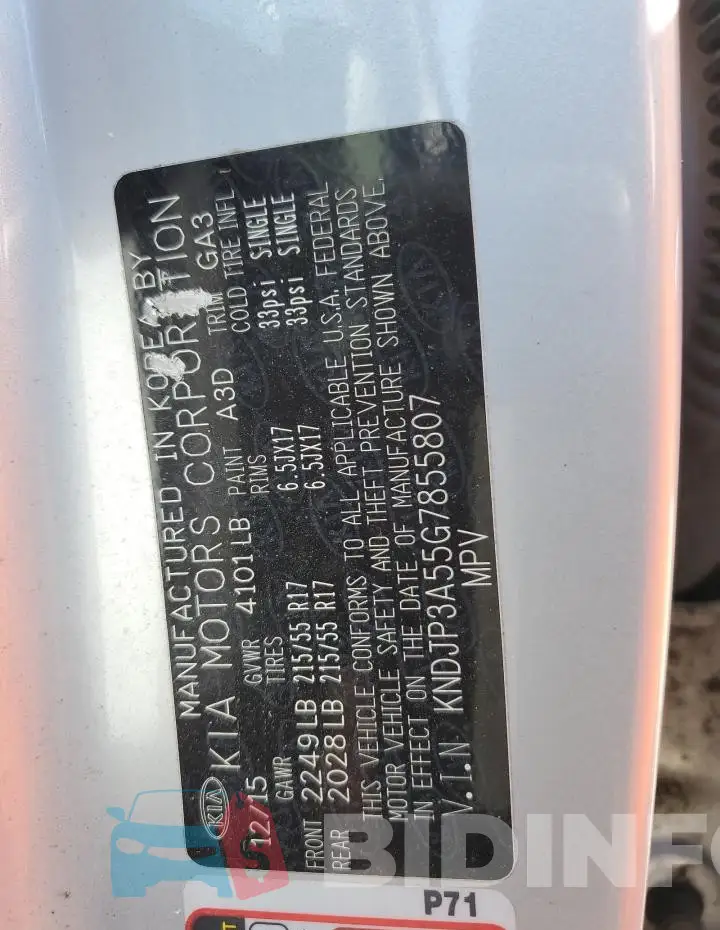 KNDJP3A55G7855807 Photo# 13