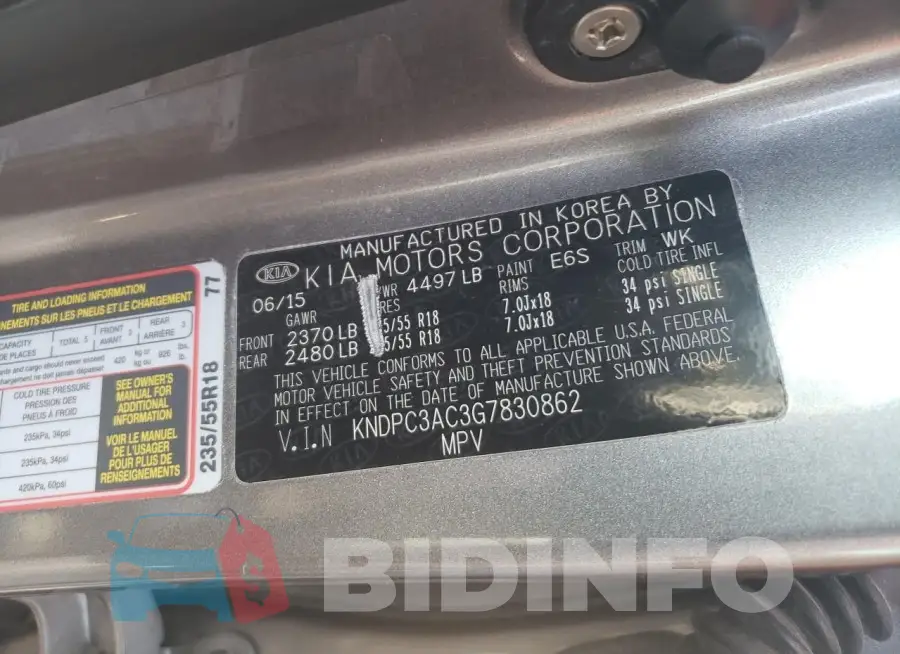 KNDPC3AC3G7830862 Photo# 14