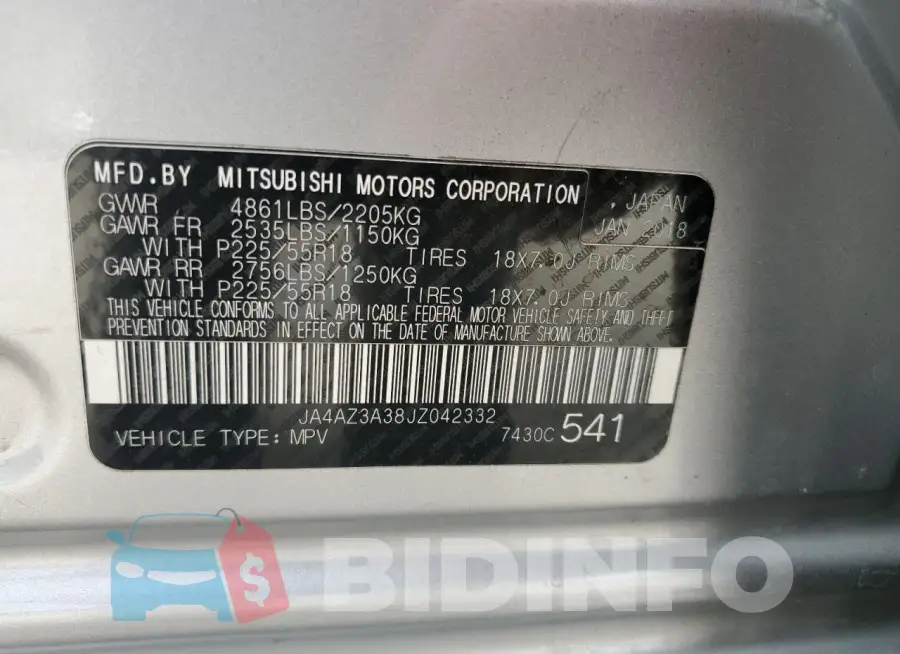 JA4AZ3A38JZ042332 Photo# 12
