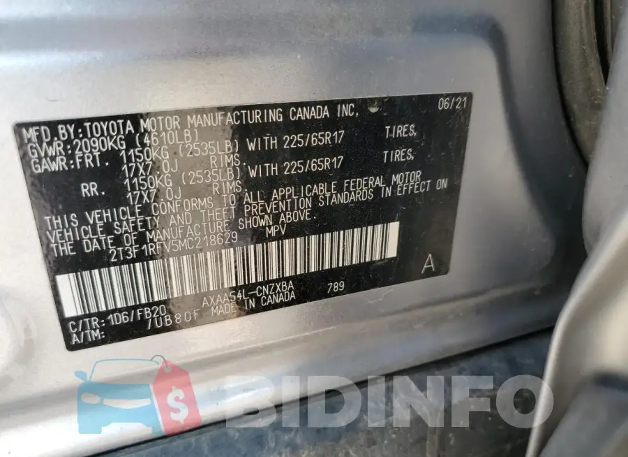 2T3F1RFV5MC218629 Photo# 13
