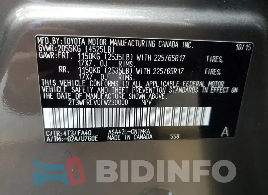 2T3WFREV0FW230000 Photo# 14