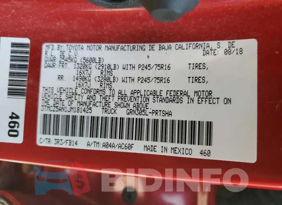 3TMCZ5AN1JM181425 Photo# 13