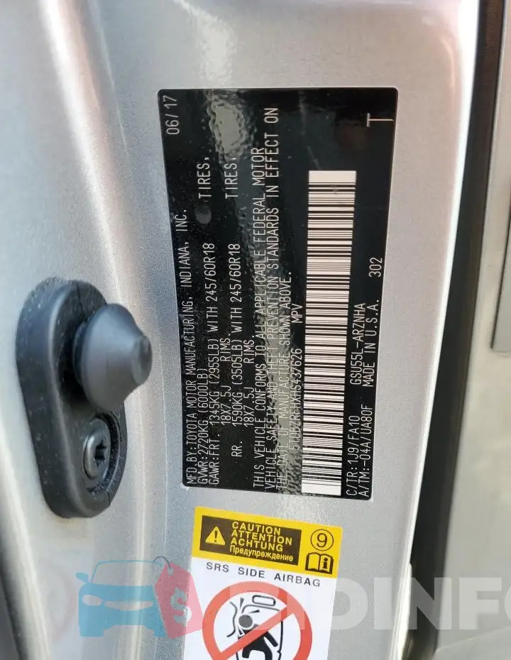 5TDBZRFHXHS437626 Photo# 14