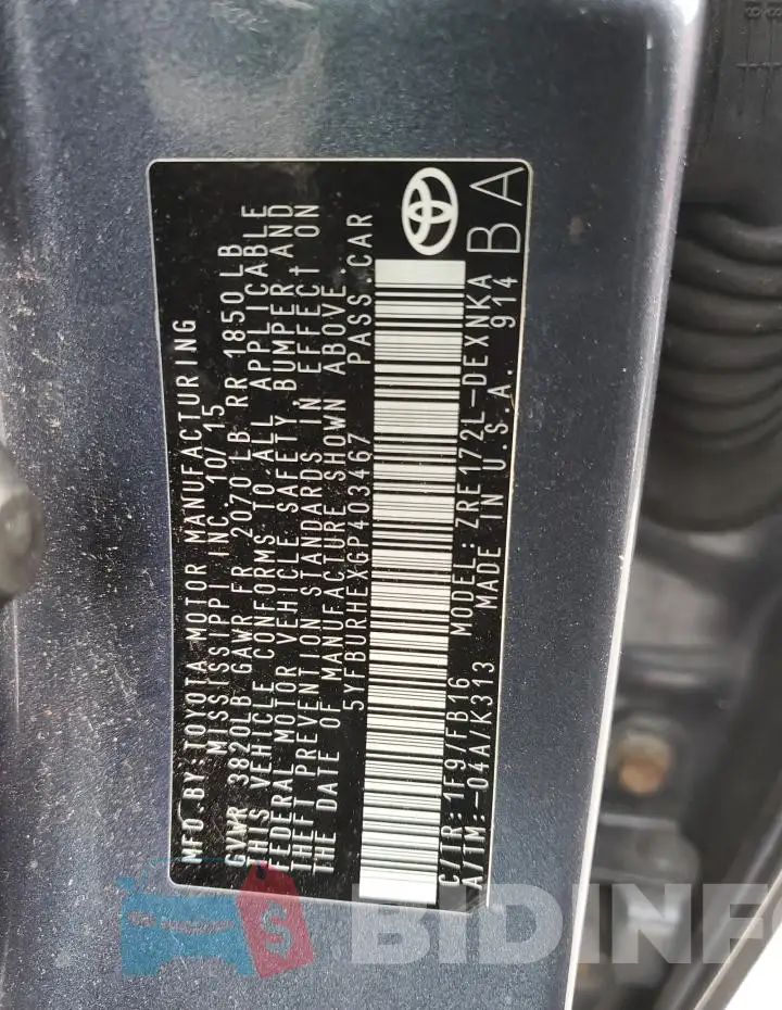 5YFBURHEXGP403467 Photo# 12