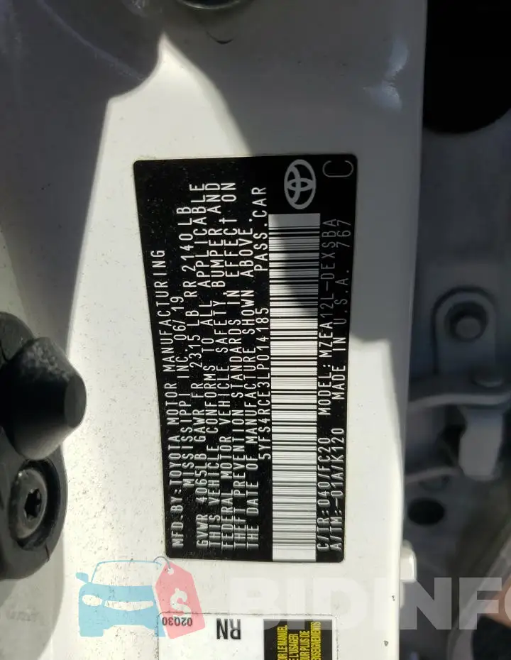 5YFS4RCE3LP014185 Photo# 12