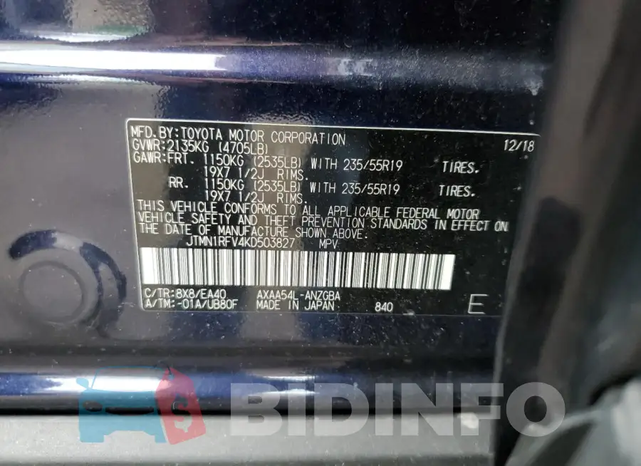 JTMN1RFV4KD503827 Photo# 13