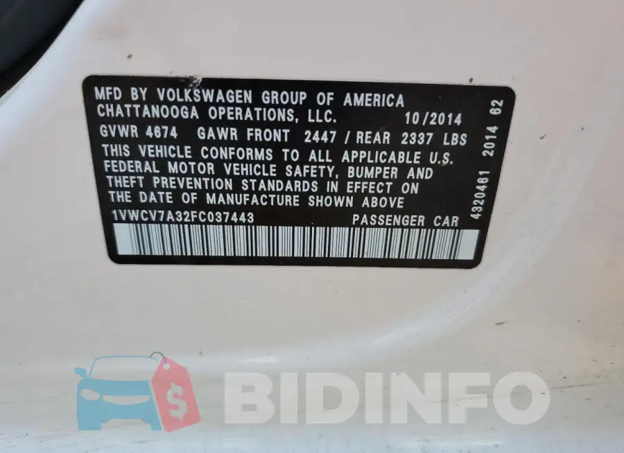 1VWCV7A32FC037443 Photo# 12