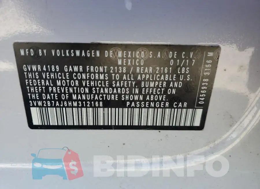 3VW2B7AJ6HM312168 Photo# 12