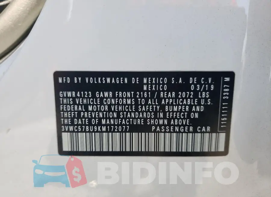 3VWC57BU9KM172077 Photo# 12