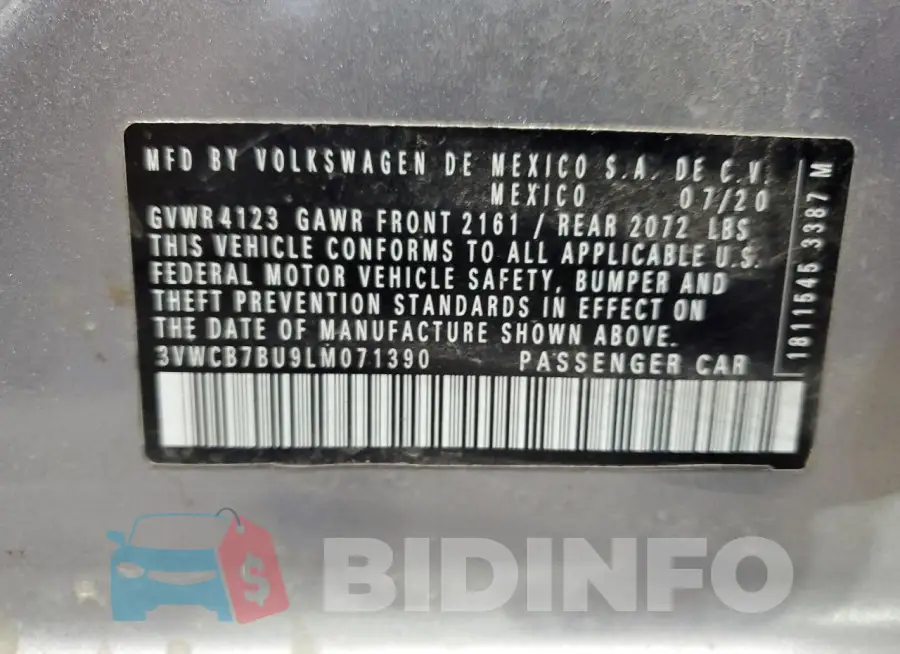 3VWCB7BU9LM071390 Photo# 12