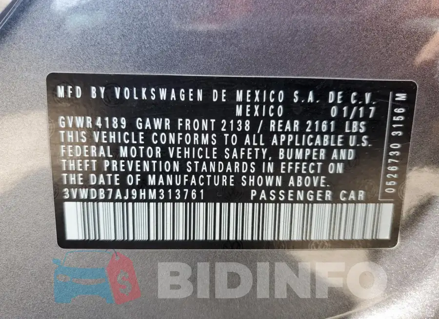3VWDB7AJ9HM313761 Photo# 13