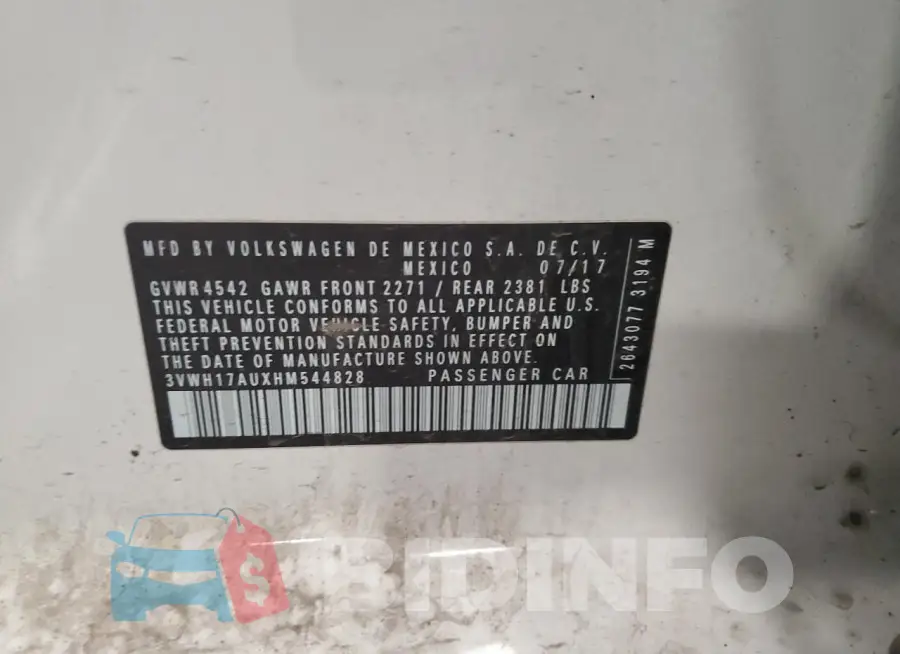 3VWH17AUXHM544828 Photo# 14