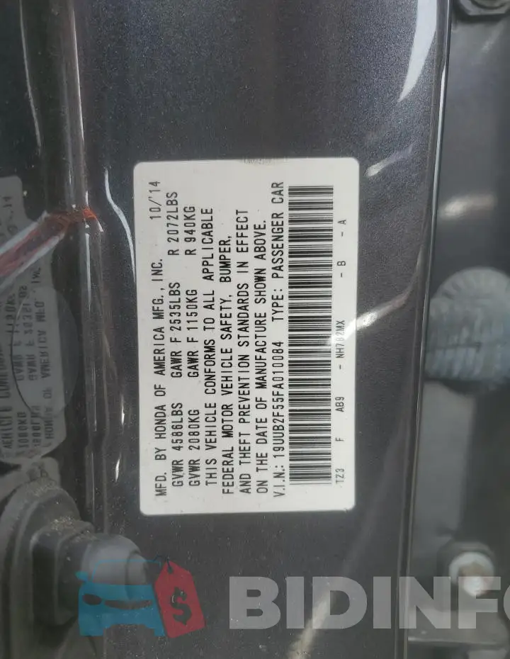 19UUB2F55FA010084 Photo# 13