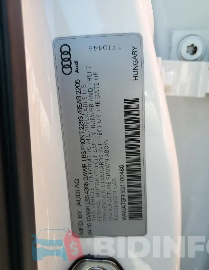 WAUA7GFF5G1100486 Photo# 12