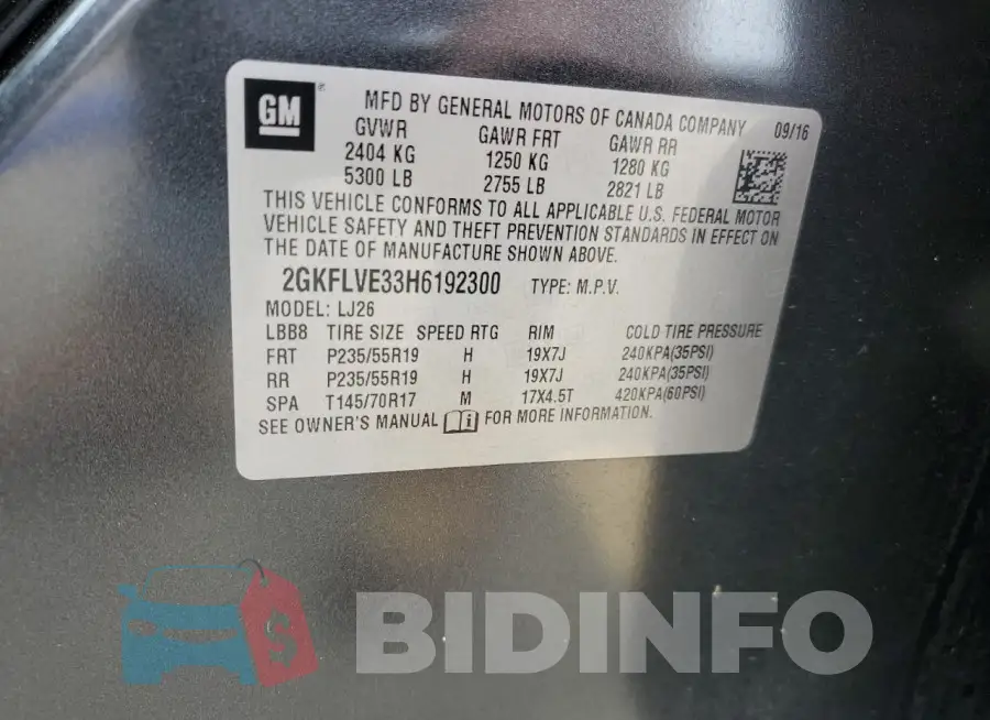 2GKFLVE33H6192300 Photo# 14