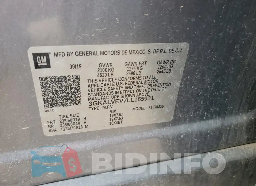 3GKALVEV7LL155931 Photo# 14