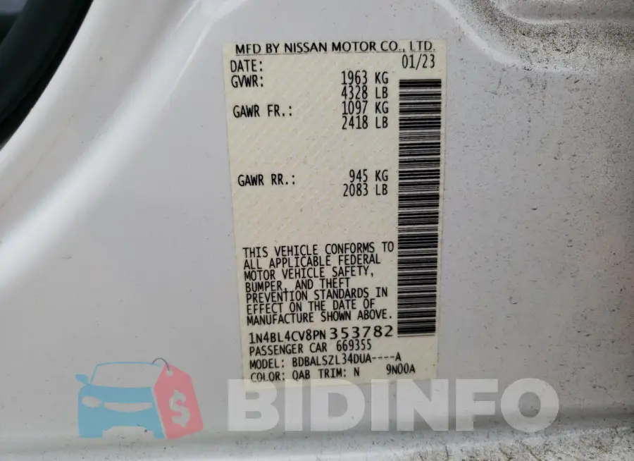 1N4BL4CV8PN353782 Photo# 12
