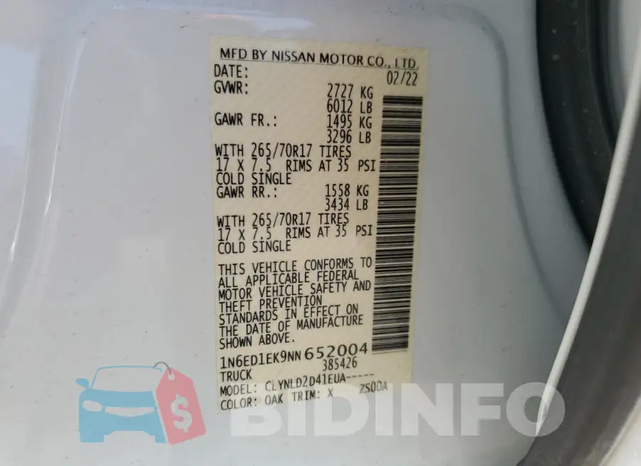 1N6ED1EK9NN652004 Photo# 12