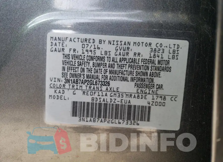 3N1AB7AP2GL673326 Photo# 12