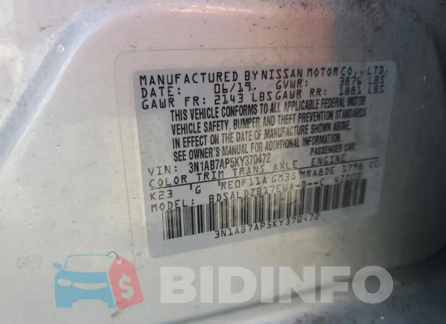 3N1AB7AP5KY370472 Photo# 12