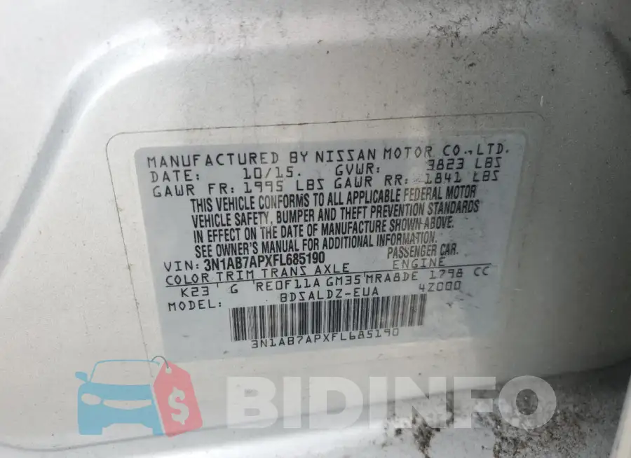 3N1AB7APXFL685190 Photo# 12