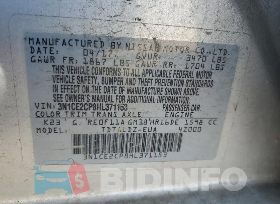 3N1CE2CP8HL371153 Photo# 12