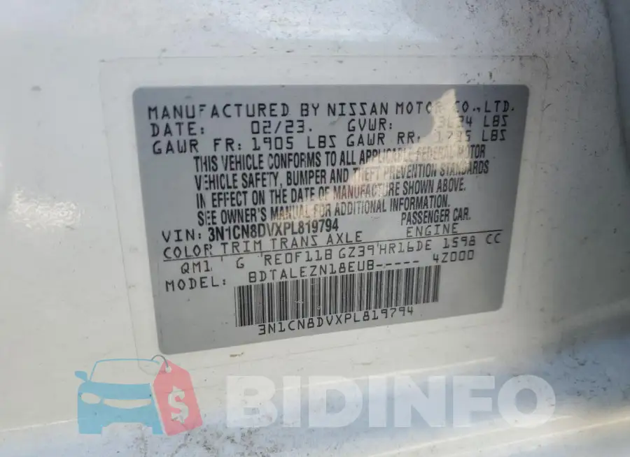 3N1CN8DVXPL819794 Photo# 12