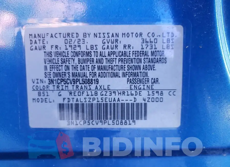 3N1CP5CV9PL508819 Photo# 12