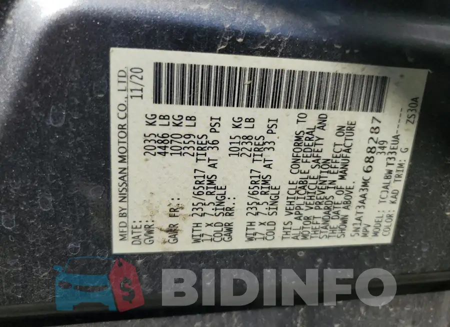 5N1AT3AA3MC688287 Photo# 13