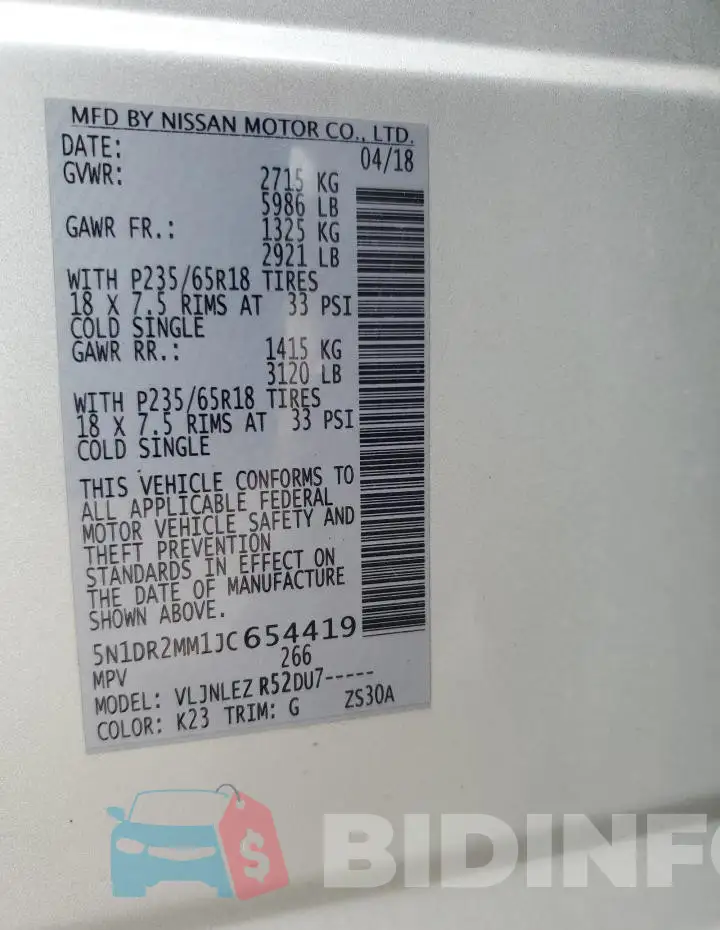 5N1DR2MM1JC654419 Photo# 13