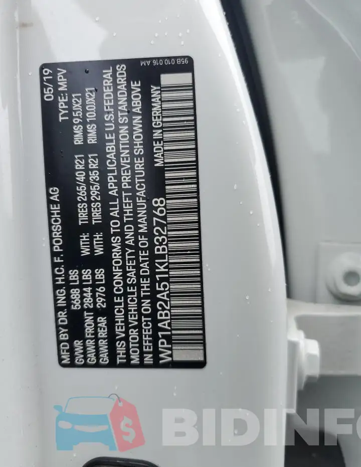 WP1AB2A51KLB32768 Photo# 13