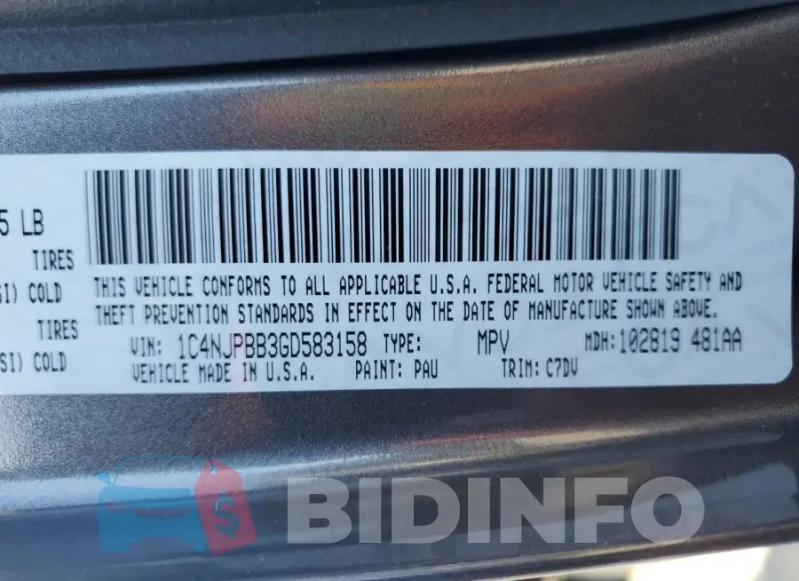1C4NJPBB3GD583158 Photo# 12