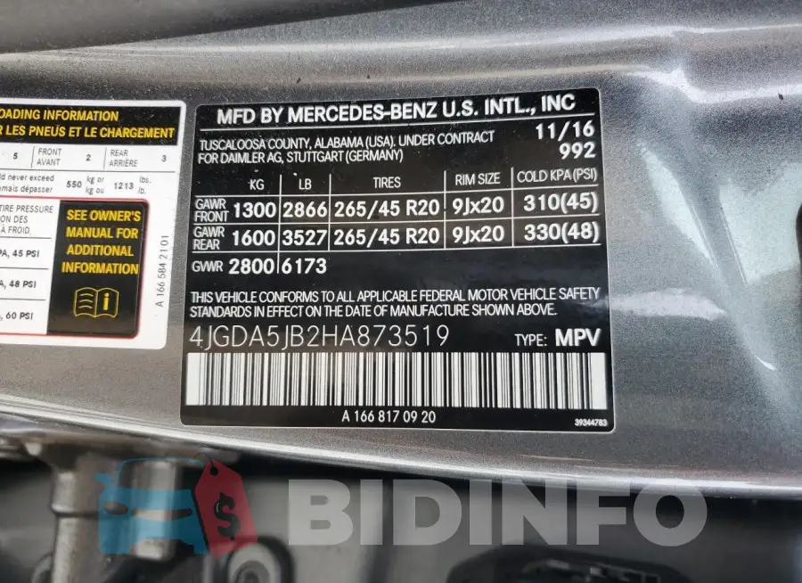 4JGDA5JB2HA873519 Photo# 13