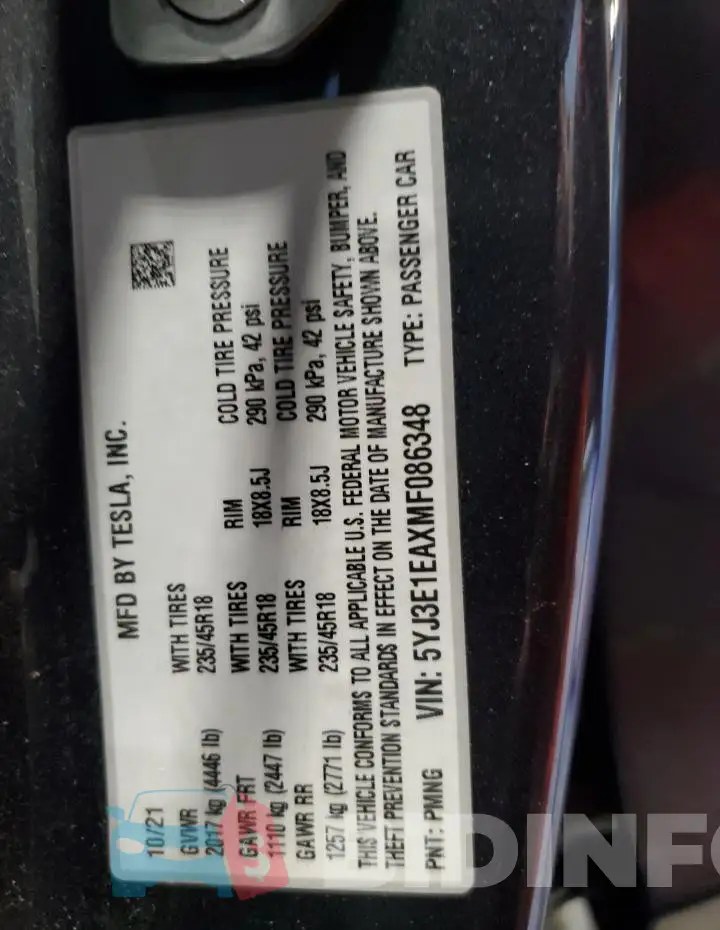 5YJ3E1EAXMF086348 Photo# 13