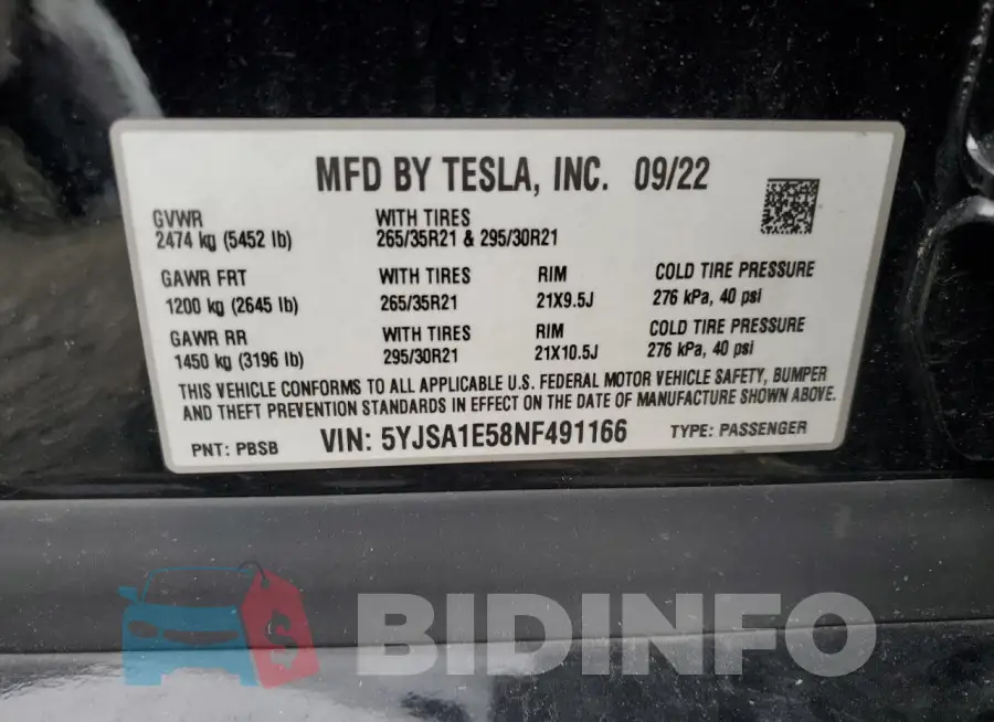 5YJSA1E58NF491166 Photo# 12