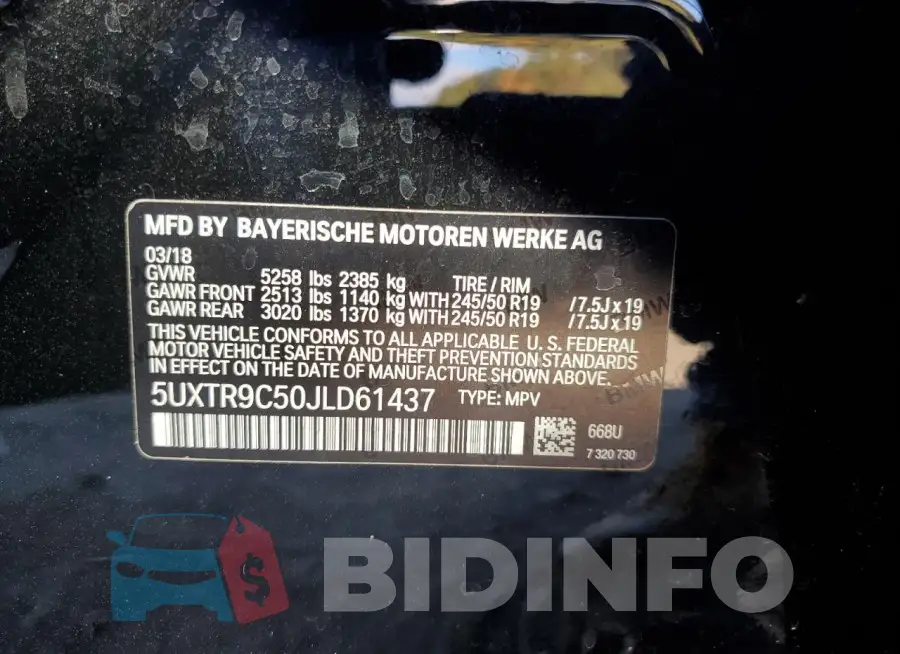 5UXTR9C50JLD61437 Photo# 13