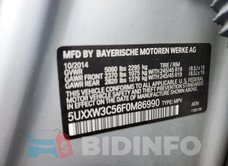 5UXXW3C56F0M86990 Photo# 13 5UXXW3C56F0M86990 Photo# 13