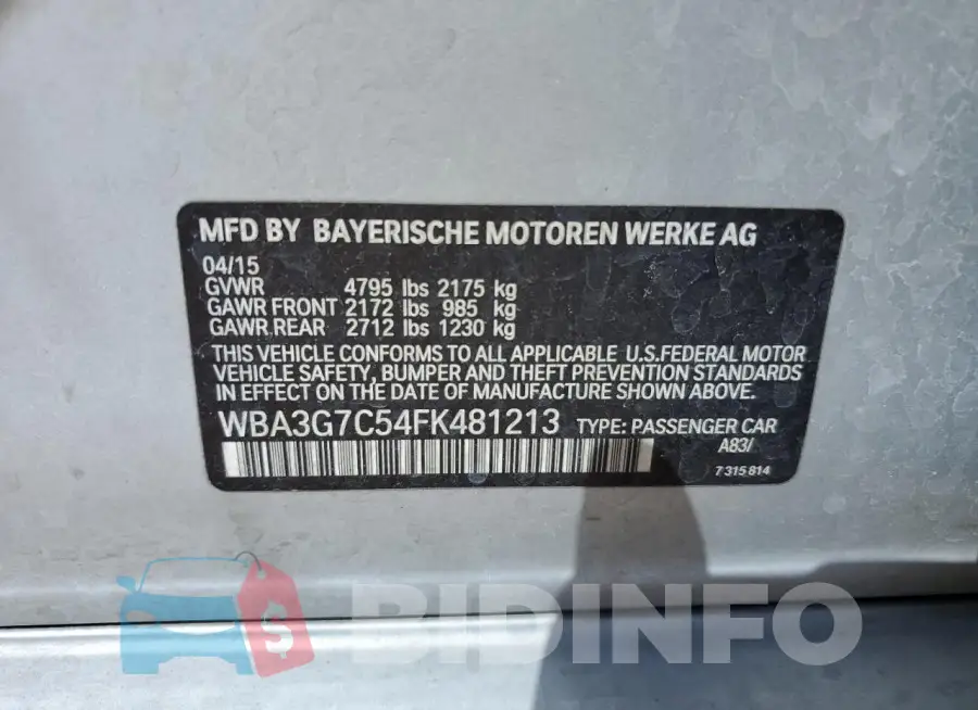 WBA3G7C54FK481213 Photo# 13