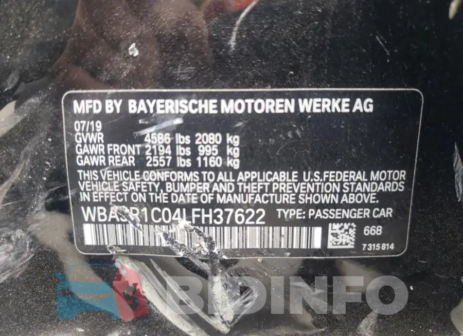 WBA5R1C04LFH37622 Photo# 12