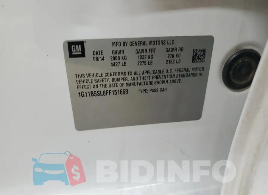1G11B5SL8FF151668 Photo# 12