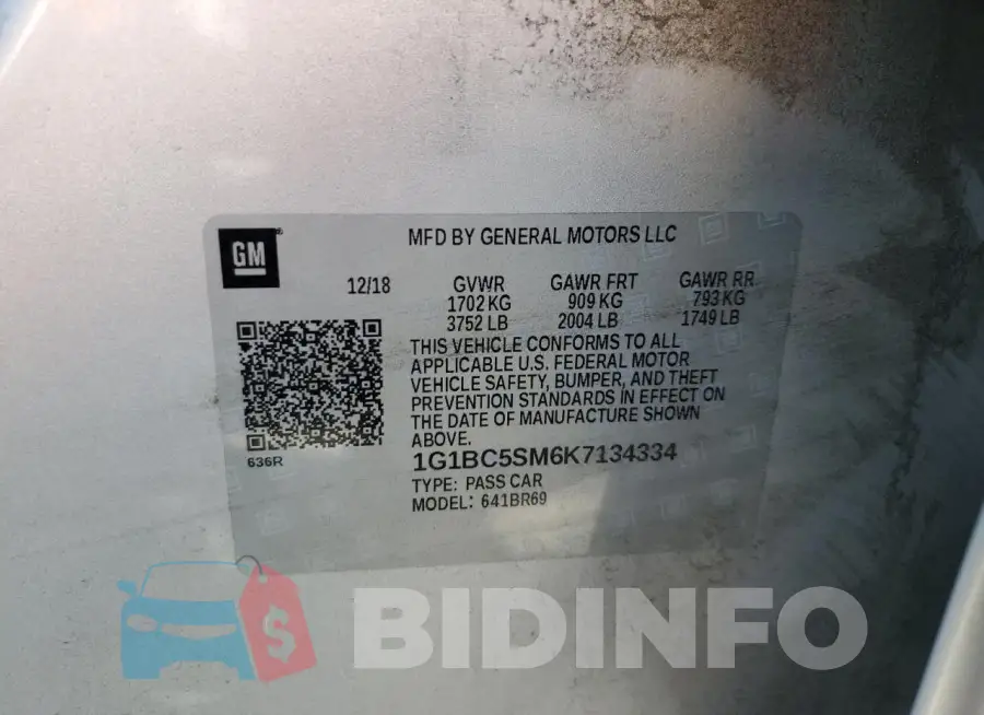1G1BC5SM6K7134334 Photo# 13