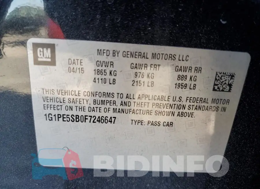 1G1PE5SB0F7246647 Photo# 12