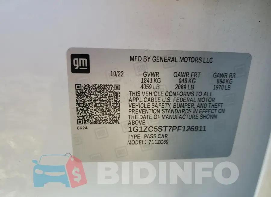 1G1ZC5ST7PF126911 Photo# 12