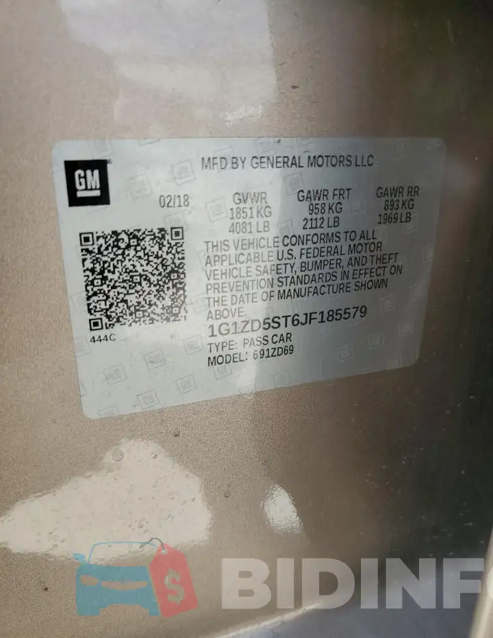 1G1ZD5ST6JF185579 Photo# 12