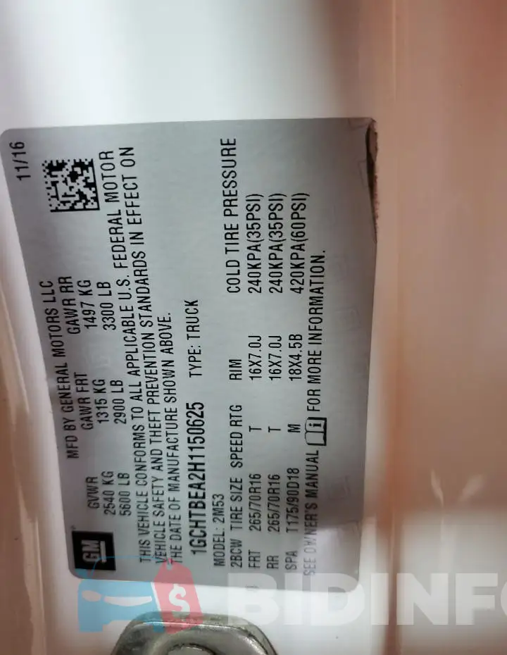 1GCHTBEA2H1150625 Photo# 12